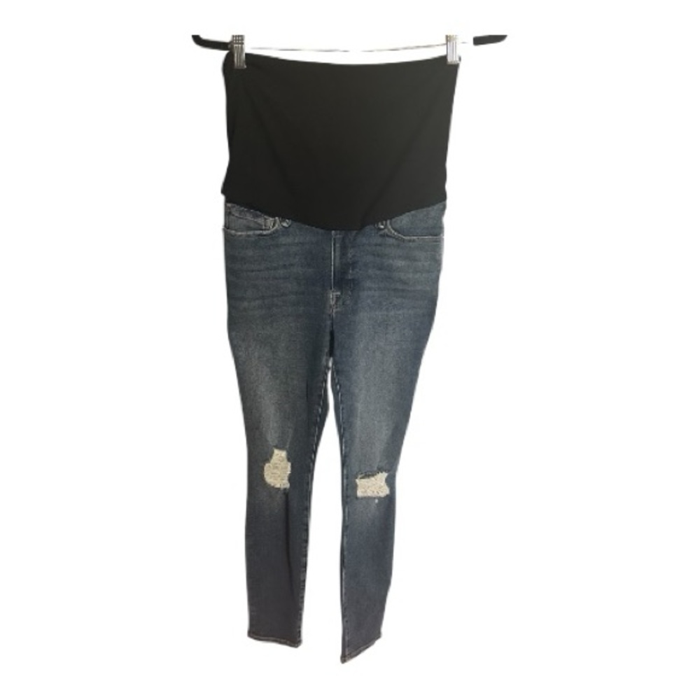 Good American Black and Blue Cropped Jeans